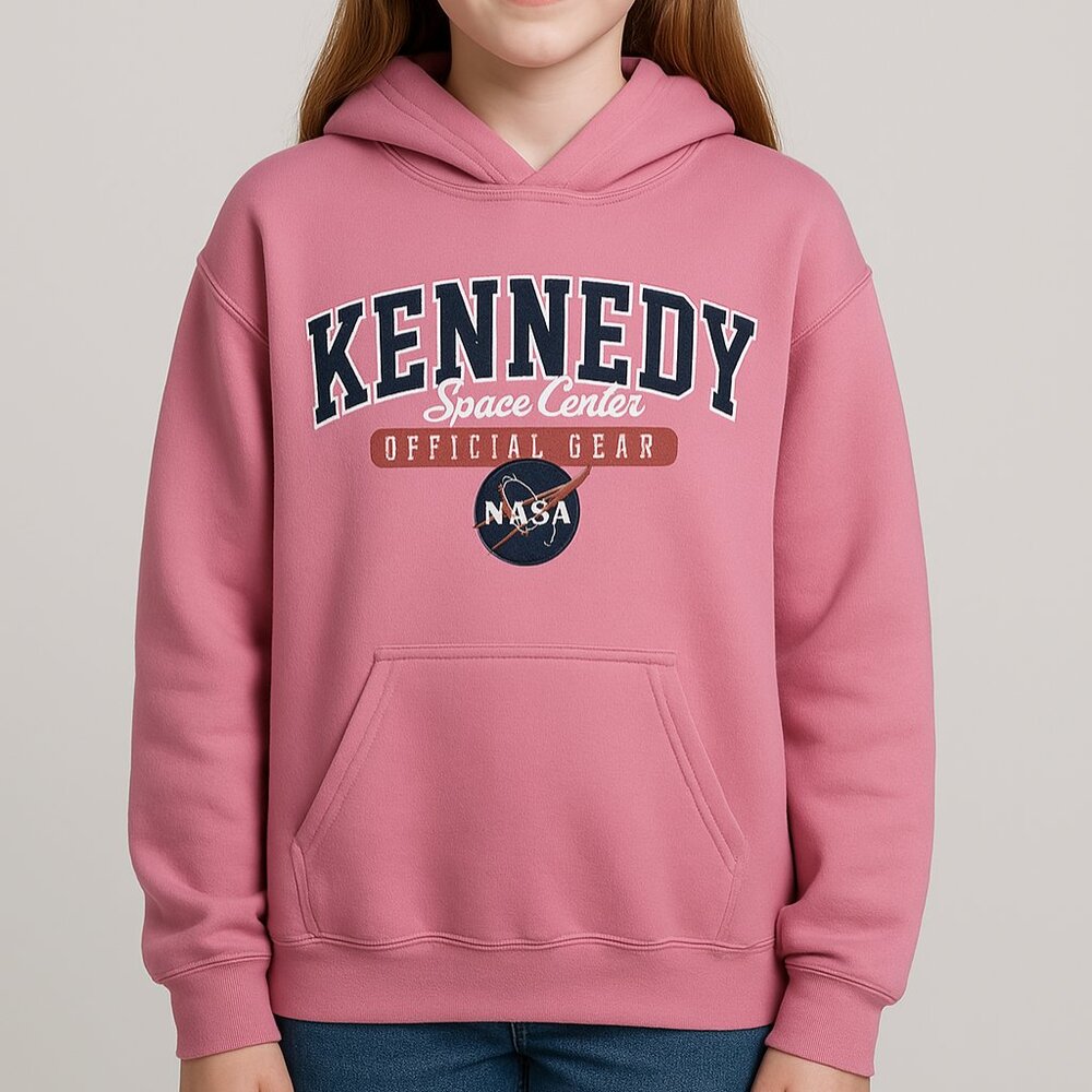 NASA Girls Kennedy Space Center Hoodie Sweatshirt Graphic Pink L 10/12